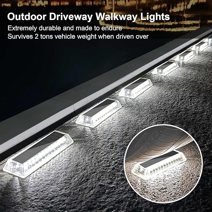 Lacasa Solar Deck Lights Solar Light Outdoor Waterproof IP68 8 Pack Solar Powered Pathway Yard Driveway Step Landscape Lights LED Lighting 50LM for Garden Path Walkway Stair Patio Cool White 6000K