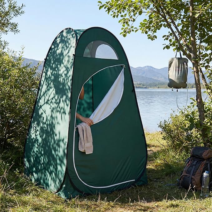 4x4ft Pop Up Privacy Shower Tent with Top Window 3.6lbs Liightweight Dressing Room Portable Toilet Stall with Carry Bag for Camping Beach Outdoors (Orange)