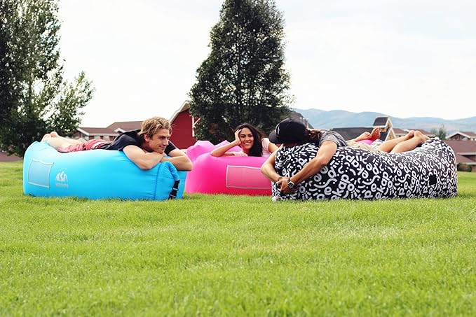 WEKAPO Inflatable Couch Air Lounger Chair - Camping &amp Beach Accessories Portable Blow up Sofa for Hiking Lawn Indoor/Outdoor Movies &amp Music Festivals. Lightweight and Easy to Set Up Air Ham