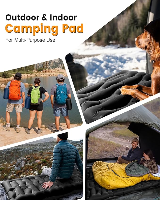 Camping Sleeping Pad5.9 Inch Thick Camping Mat with Built in Pillow and Foot PumpSelf Inflating Sleeping Pad for Camping Backpacking（Green