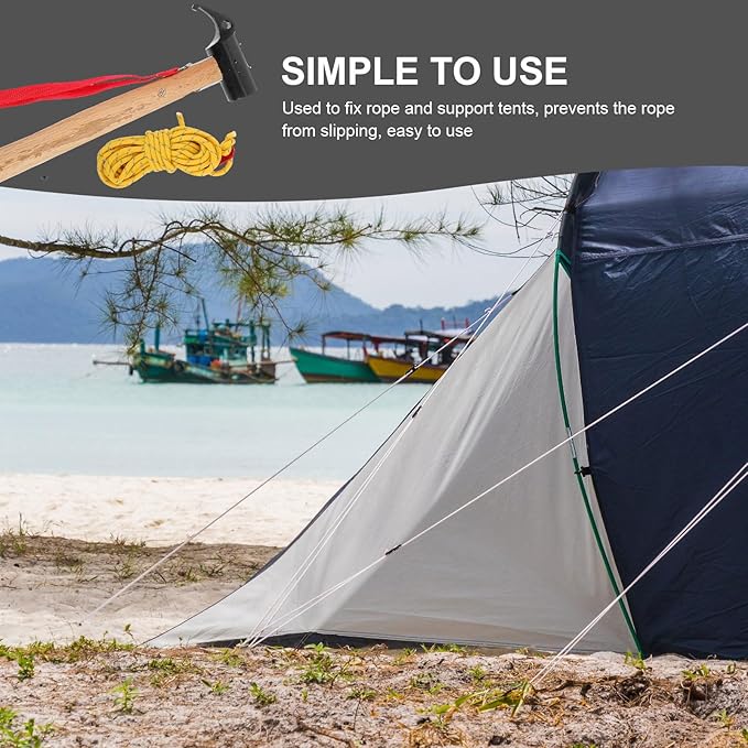 Camping Peg Hammer Set with Wood Handle and Steel Head Multifunction Tent Stake Tool Kit for Ground Nail Fixing and Outdoor Shelter Setup