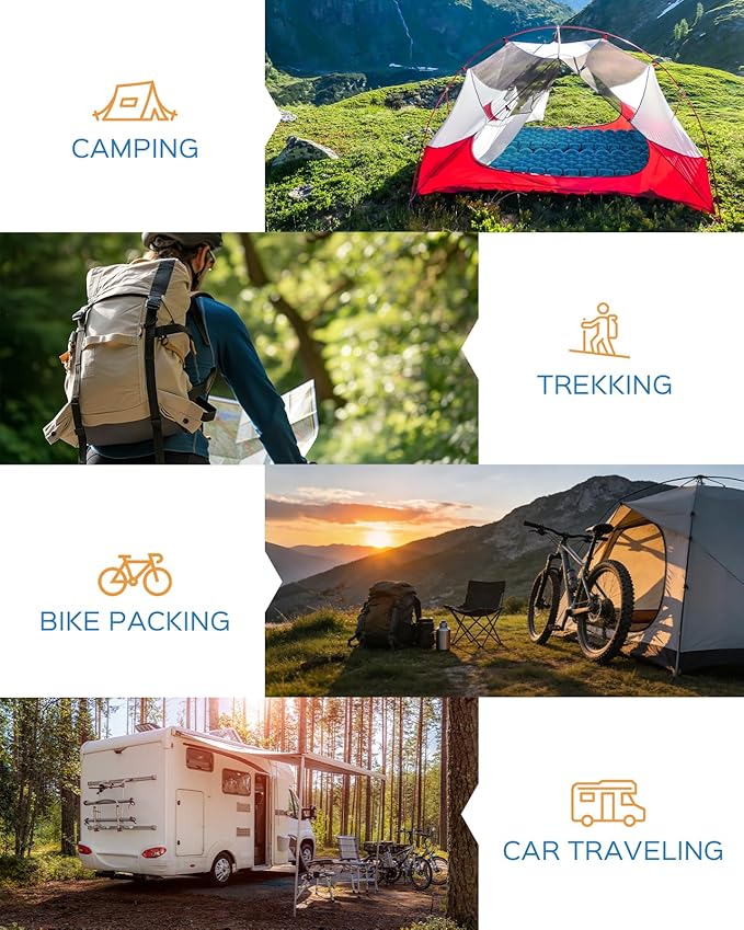 covacure Sleeping Pad for Camping - Ultralight Self-Inflating Camping Pad Mat with Built-in Foot Pump Durable &amp Waterproof Air Mattress for Hiking
