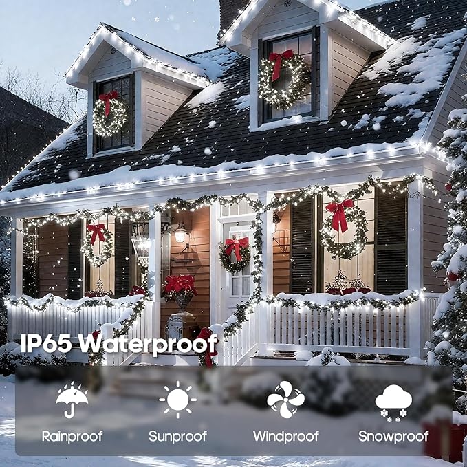 246FT 600 LED Christmas Lights Outdoor Indoor Waterproof 8 Modes String Lights for Outside Cool White Christmas Tree Lights Plug in for Outside Bedroom Wedding Party Holiday Decorations