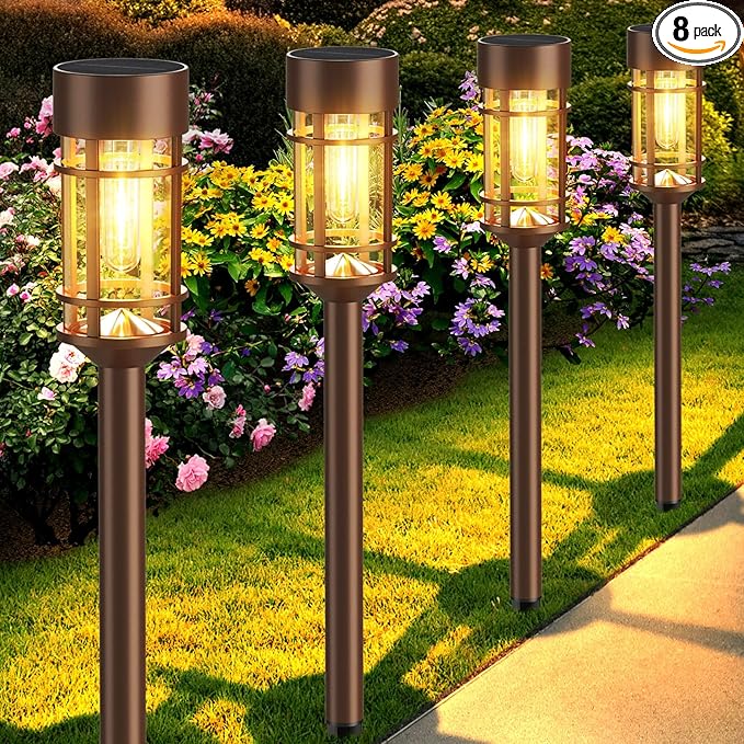 Mancra 8 Pack Solar Outdoor Lights Bright Up to 10 Hrs Solar Lights Outdoor Waterproof Garden Decor for Patio Lawn Yard and Landscape