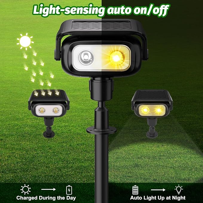 Nreonrick Solar Spot Lights 360° Adjustable Solar Lights Outdoor IP65 Waterproof with 2-in-1 Solar Powered Spotlights for Landscape Lighting for Garden Yard Pathway (Warm White 4 Pack)