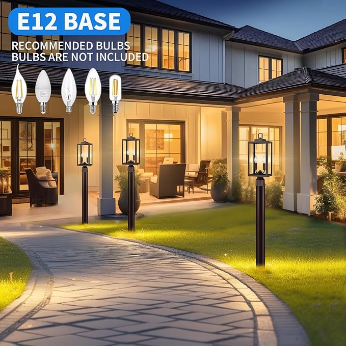 18'' Dusk to Dawn Outdoor Post Light Lamp Post Light Fixture Waterproof Modern Outside Post Lantern Column Lights Exterior Pole Lighting Pillar Lantern Brown 1 Pack (Not Include Mounting Base)
