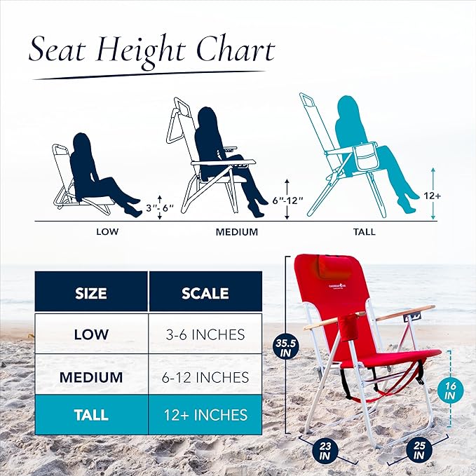 CARIBBEAN JOE Folding Beach Chair 4 Position Portable Backpack Foldable Camping Chair with Headrest Cup Holder and Wooden Armrests