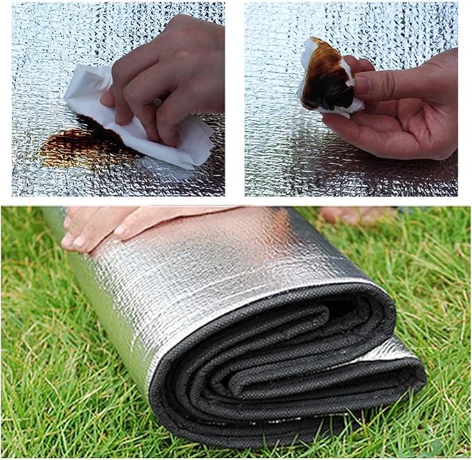Aluminium Sleeping Mat Waterproof Camping Mat Moisture-Proof Aluminum Foil Mat 78x78in Outdoor Floor Mat with Storage Bag