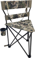 Black Sierra HD Tri-Hunt with Back Hunting Stool Foldable Tripod Seat w/Steel Frame Supports 300 Lbs Heavy Duty Fishing Chair Features Cup-Holder &amp Carry Shoulder Strap for Camping