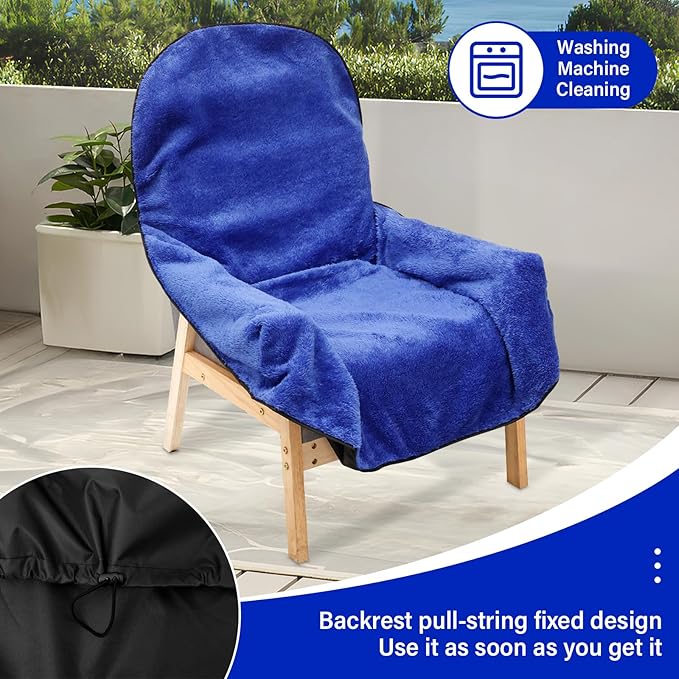 Reversible Cozy Seat Blanket Office Chair Blanket Polyester and Waterproof Oxford Fabric for Patio Camping Universal Fit for 90% Armchair Includes Drawstring(Blue)