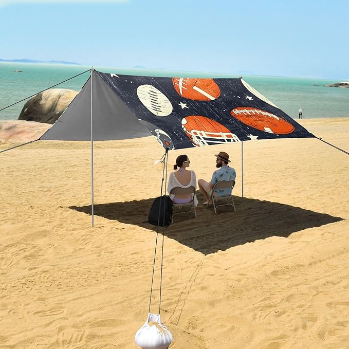 Rugby Pattern (39) Camping Sun Shelter Beach Tent Portable Beach Sun Shade Outdoor Canopy for Camping Trips Fishing Picnic