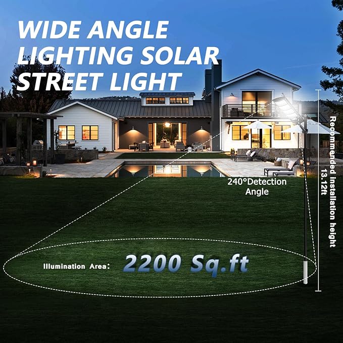 Solar Street Lights Outdoor Waterproof LED Dusk to Dawn Solar Light Flood Lights with Motion Sensor and Remote Control for Exterior Wall Patio Yard Deck GardenParking Lot Lights(2-Pack)