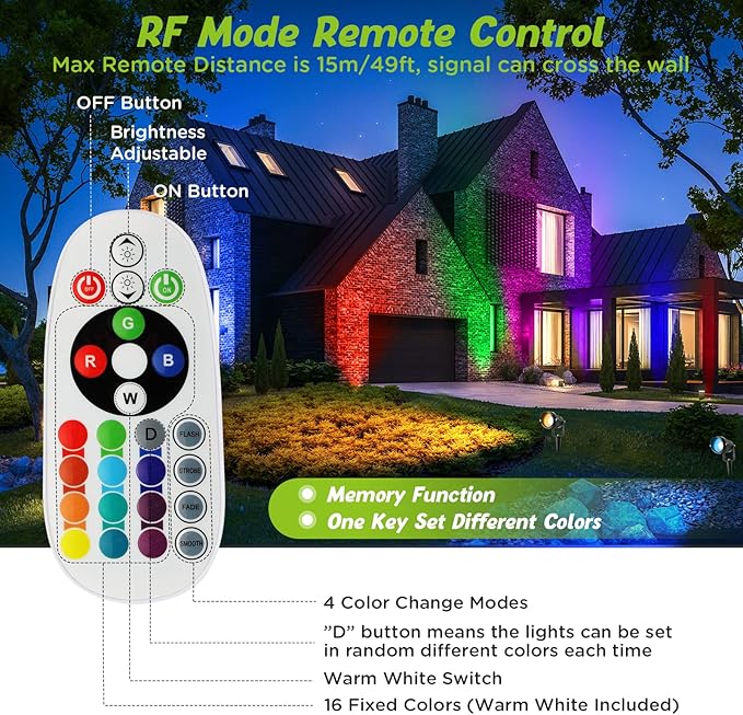 RGBW Warm White Low Voltage Landscape Lights 10W Color Adjustable LED Landscaping Lighting IP67 Waterproof Outdoor In-Ground Light 12V-24V Pathway Garden Deck Driveway Well Lights (2Pack)