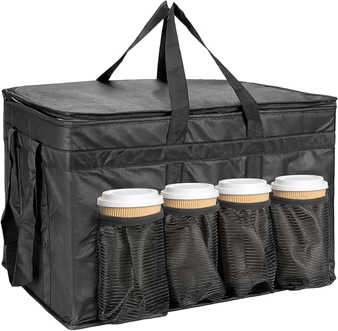 XXX-Large Insulated Grocery Delivery Cooler BagCollapsible Shopping BagsKeep Food Hot or ColdIdeal for Uber EatsInstacart23 W x 15 H x 14 D Black Color