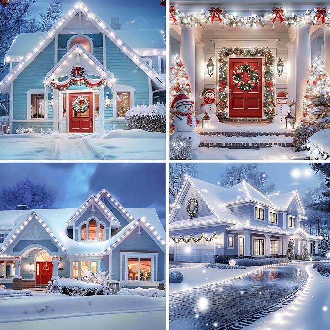 Minetom 147 FT 200 LED C9 LED Christmas Lights Outdoor - Plug in Fairy Lights with Timer &amp 8 Modes Waterproof Commercial Grade Extendable for Indoor Outdoor Roofline Patio Yard Xmas Decoration W