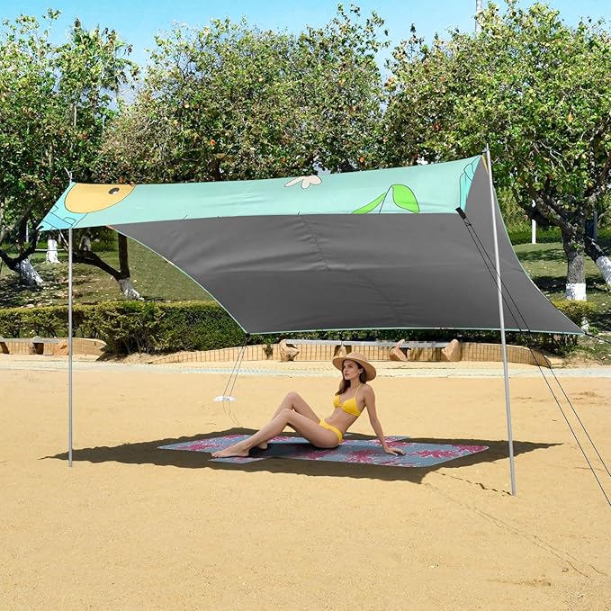 Simple Little Yellow Duck Camping Sun Shelter Beach Tent Portable Beach Sun Shade Outdoor Canopy for Camping Trips Fishing Picnic