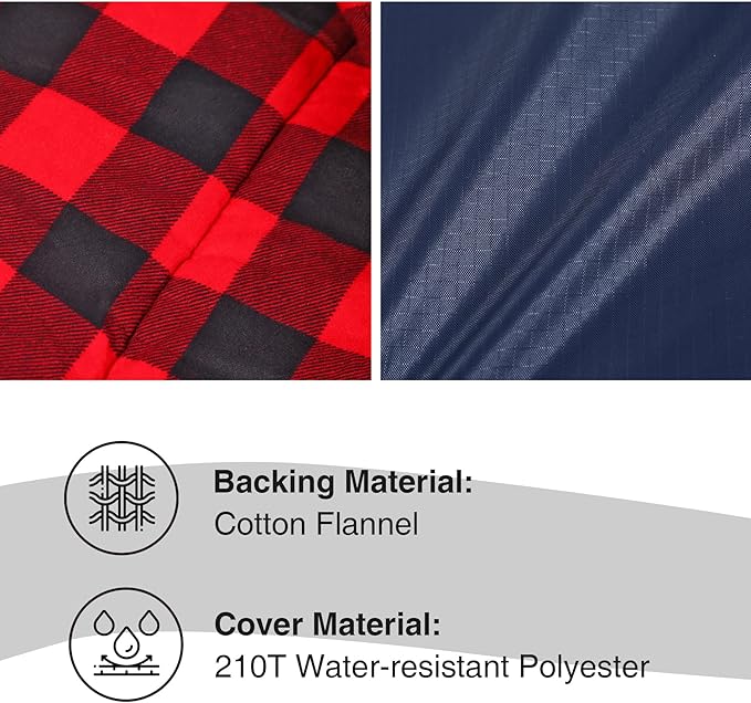 REDCAMP Flannel Sleeping Bag for Adults Comfortable Cotton Sleeping Bags for Camping with Detachable Hood Red/Grey/Blue/Black