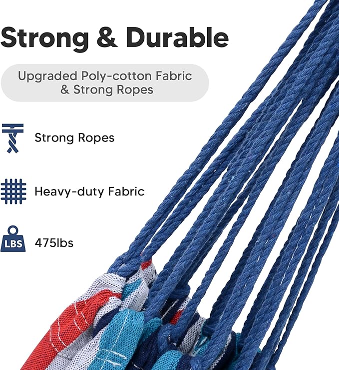 SUNCREAT Hammocks for Outside Portable Heavy Duty Tree Hammock Ocean Stripes