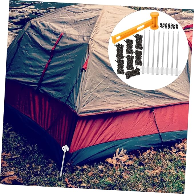 Camping Tent Accessories Set Heavy Duty Tent Stakes Windproof Rope PE Hammer and Storage Bag for Outdoor Camping and Hiking