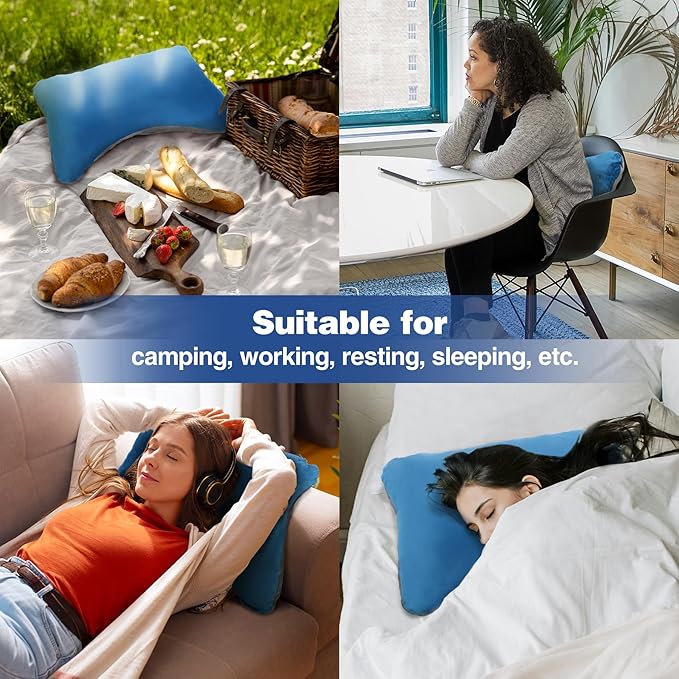 REDCAMP Outdoors Cotton Flannel Sleeping Bag for Camping 3-Season Trip Warm Envelope Sleeping BagsNavy Blue with 2lbs Filling+ Memory Camping Pillow Lightweight with Removable Pillow Cover