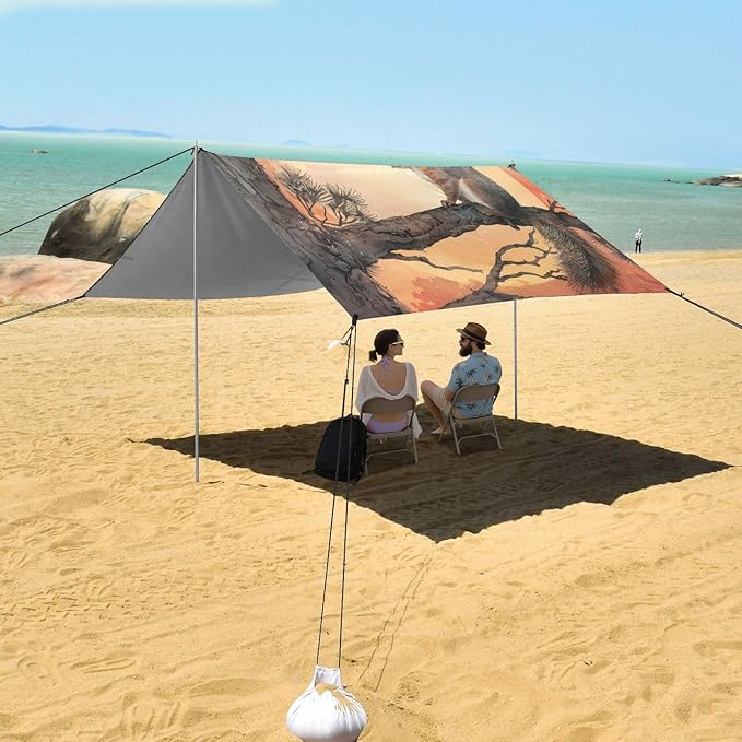Camping Sun Shelters Little Squirrel Sitting on Branch Sunset Beach Canopy 126 * 110.2in