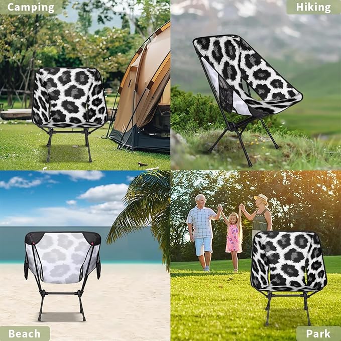 Honeybaby Folding Camping Chair Animal Leopards Print Camping Chairs Lightweight Portable Chair Outdoor Foldable Chairs for Camping Travel Picnic Beach Hiking