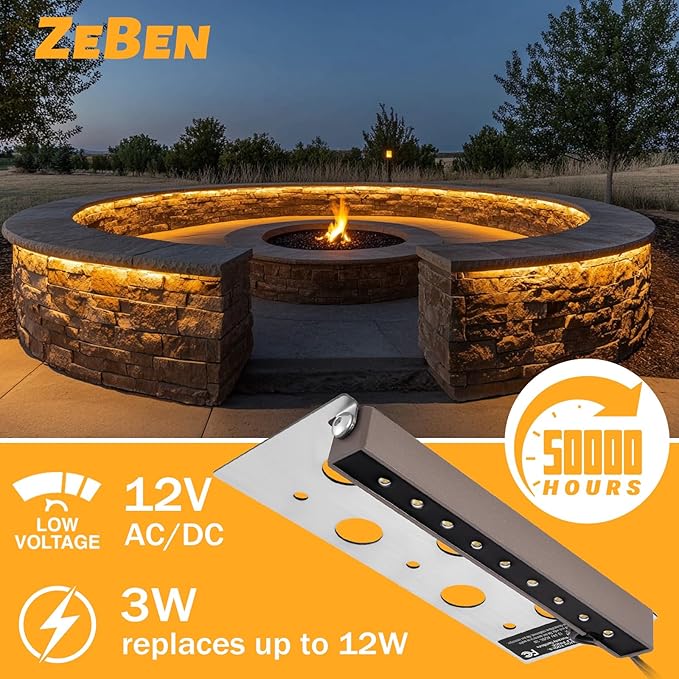 Z Zeben 7 Inch Retaining Wall Lights [ 8 Pack ] 5W LED Hardscape Lighting 12V Low Voltage Paver Lights 3000K Warm White Waterproof Outdoor Step Lights for Patio Walls Stairs