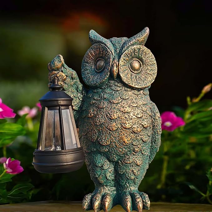 Garden Statues Outdoor owl Figurines Decorated with Solar Lights Unique Christmas Birthday Gifts for Moms Grandmas Women Wives Sisters