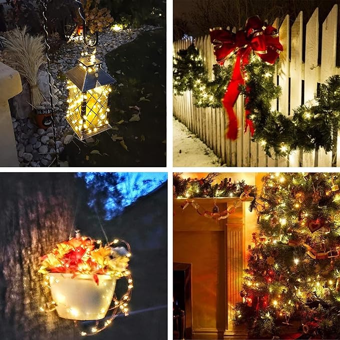 4-Pack Solar String Lights for Outside Total 400LED Solar Fairy Lights Waterproof Outdoor Twinkle Lights Copper Wire 8 Modes Solar Outdoor Lights for Xmas Tree Garden Party Wedding Decor(Warm White)