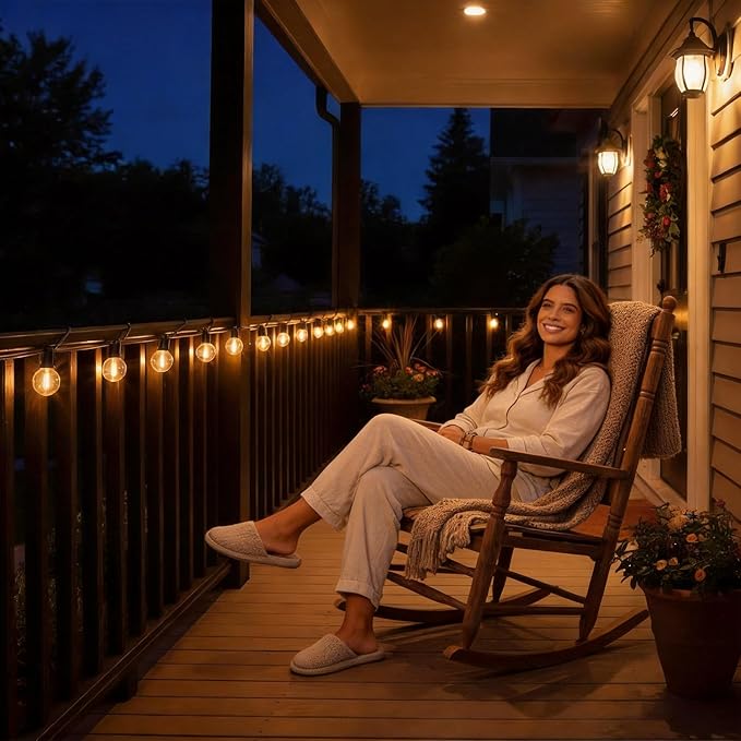 RTTY Outdoor String Lights 60 ft G40 Led Patio Globe Lights with 32pcs Plastic BulbsShatterproof Waterproof Connectable Hanging for Porch Cafe Bistro Backyard Gazebo Balcony Deck Party