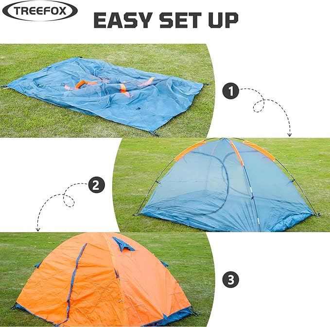Tree Fox Camping Tent 2 Person Waterproof Portable Instant Tent with 1-Minute Setup Lightweight Tent Suitable for Camping Beach Outdoor Travel Backyard