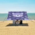 Cute Cartoon Bear Face Leaf Camping Sun Shelter Beach Tent Portable Beach Sun Shade Outdoor Canopy for Camping Trips Fishing Picnic