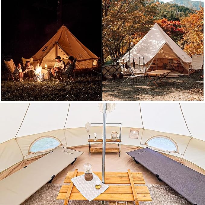 S'More Canvas Family Camping Tent for 4-5Person 4 Season Glamping Tent Hot Tent with Stove Jack Windproof and Weather Resistant Bell Yurt Tent