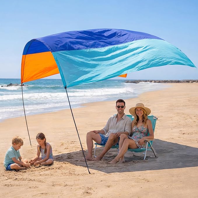 Wind Portable Beach Shade Canopy | Quick 3-Minute Setup | 150 Sq. Ft. Sun Shelter for Up to 8 People | Lightweight with UPF 50+ Protection | Ideal Sun Shelter &amp Beach Tent for Family Outings