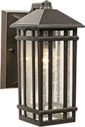 Kathy Ireland Sierra Craftsman Art Deco Outdoor Wall Light Fixture Rubbed Bronze Metal 10 1/2 Frosted Seeded Glass Panels for Exterior House Porch Patio Outside Deck Garage Yard Front Door
