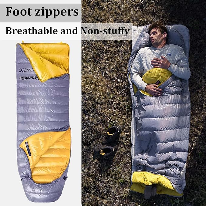 Naturehike CW700[2025 Upgrade] Ultralight Down Sleeping Bag [ -26.2°C~-1.7°C1074g] All Season Camping Sleeping Bags for Cold Weather Adults BackpackingHunting with Storage Bag