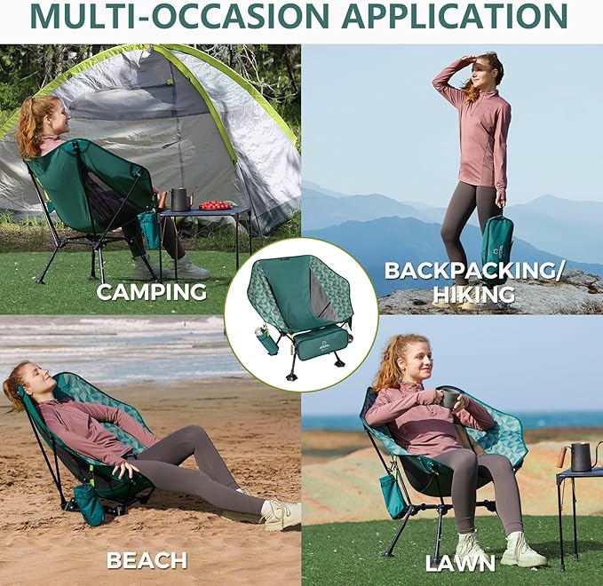 ATEPA UFO3.0 Backpacking Camping Chair Ultralight Extra Wide Comfortable Folding Chairs Heavy Duty Portable Hexagon Ergonomic Height Adjustable Seat with Anti-Sinking Feet for Hiking Outdoor
