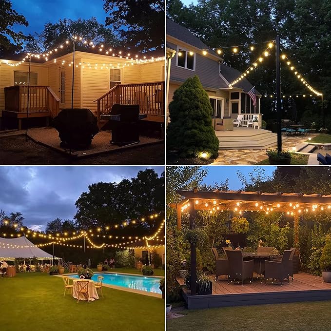 HISTAR 48Ft Patio Lights Outdoor Waterproof 24+2 Edison Bulbs for Garden Porch Backyard Balcony Bistro Cafe Lights Decor