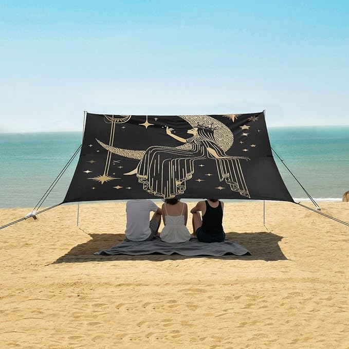 Camping Sun Shelters Queen on The Moon in Starry Sky Beach Canopy 126 * 110.2in