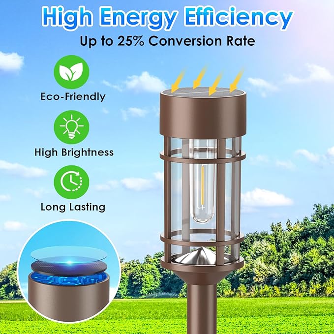Mancra 8 Pack Solar Outdoor Lights Bright Up to 10 Hrs Solar Lights Outdoor Waterproof Garden Decor for Patio Lawn Yard and Landscape