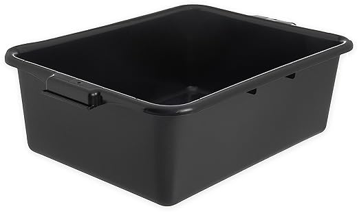 Carlisle FoodService Products Comfort Curve Tote Box Bus Box with Reinforced Rim for Kitchen Restaurants And Fast Food Plastic 7 Inches Black