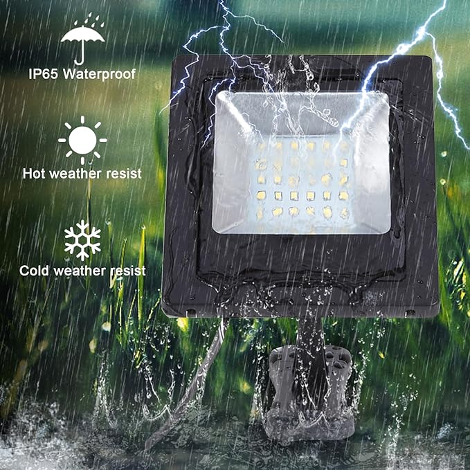 Solar Lights Dusk to Dawn 4400mAh Solar Powered Spotlight Waterproof Flood Light 6000K Lighting with 16FT Cord for Patio Flag Pole Fence White