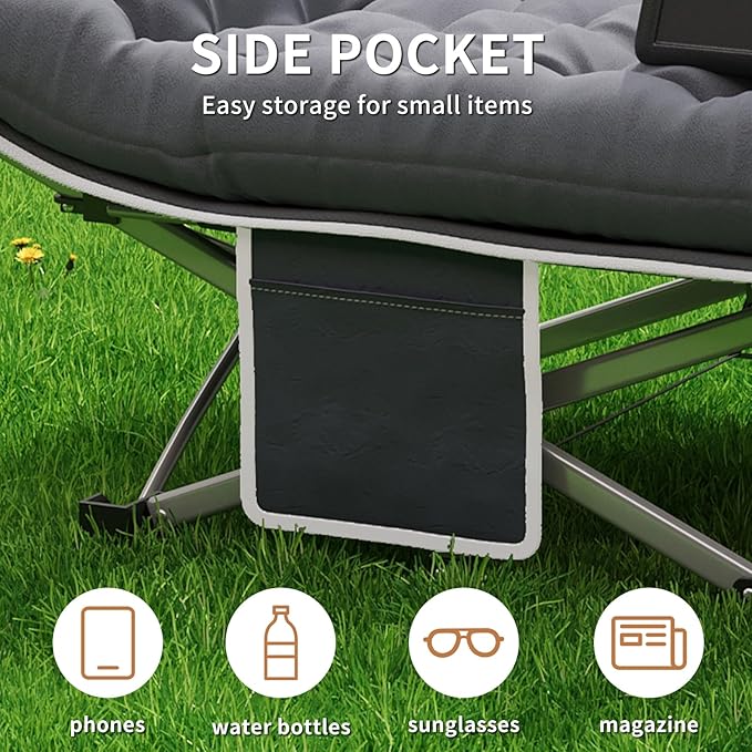 Camping Cot Bed for Adults Portable Sleeping Cots with Mattress Folding Fold Away Guest Bed Cot with Carrying Bag for Home Office Nap Indoor Outdoor (Grey)