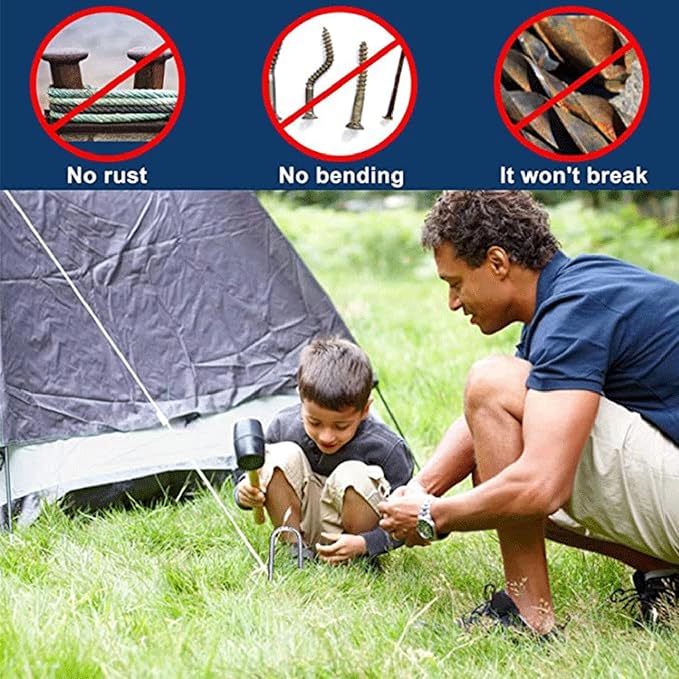 Camping Gear 4 Pcs Heavy Duty Tent Peg Galvanized Steel J Hooks Nails Thick Garden Stake Peg Garden Stakes High Strength Nails