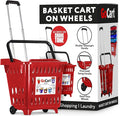 dbest products GoCart Red Grocery Cart Shopping Laundry Basket on Wheels