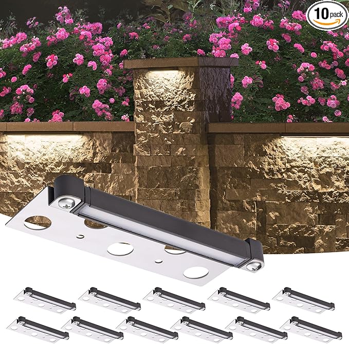 LED Hardscape Light 7 Inch 1.5W Deck Step Paver Wall Garden Pathway Lamp Warm White 2700K 12V Low Voltage AC/DC Outdoor IP65 Waterproof 10 Pack
