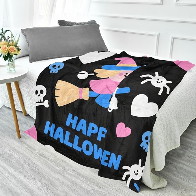 Blankets For Couch Halloween Witch Heart Black Blue Blankets &amp Throws 50'' x 70''