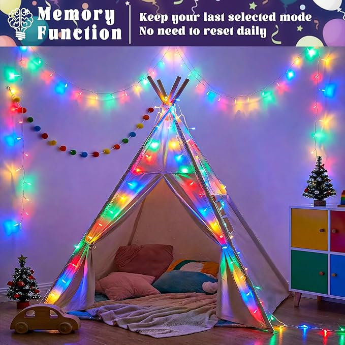 165FT 500 LED Outdoor String Lights Plug in Christmas Lights Indoor Waterproof with 8 Modes Connectable Twinkle Fairy Lights Clear Wire for Outside Bedroom Patio Garden Party Decorations Multicolor