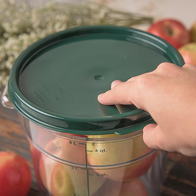 Carlisle FoodService Products Storplus Round Food Storage Container Lid with Stackable Design for Catering Buffets Restaurants Polypropylene (Pp) 2 To 4 Quarts Forest Green (Pack of 12)