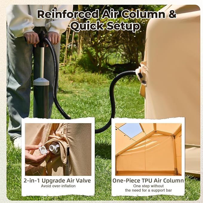 YOLENY Inflatable Tents for 8-10 People 600D Oxford Blow up Tent with Extended Canopy Easy Set-up Waterproof Glamping Cabin for 8-10 People